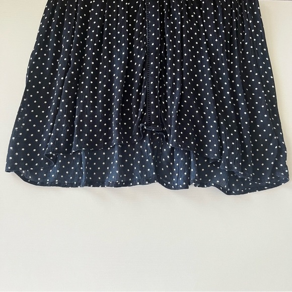 Anthropologie Babydoll Navy Blue Polka Dot Sleeveless Button Up Tunic Top SZ M - Picture 9 of 13
